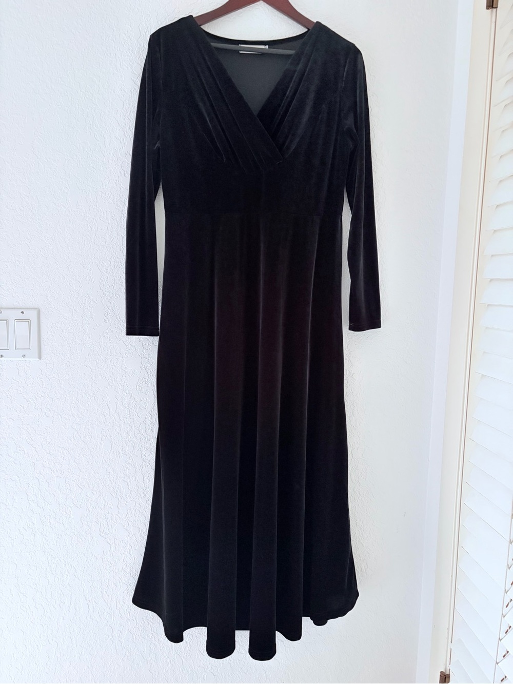 Leadingstar Classic Black Velvet Long Sleeve Maxi Dress XXL, Holiday, Party